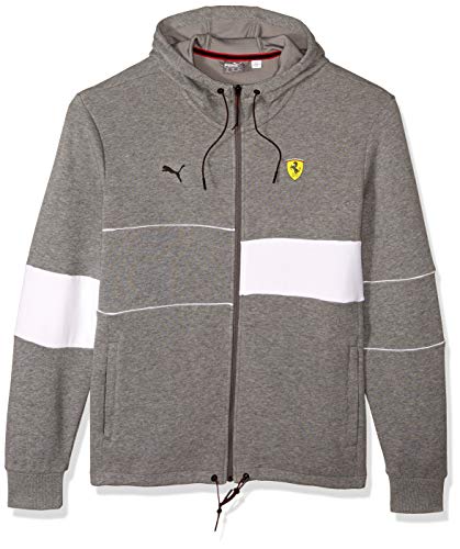 PUMA Mens Formula 1 Scuderia Ferrari Hooded Sweat Jacket, Medium Gray Heather, L