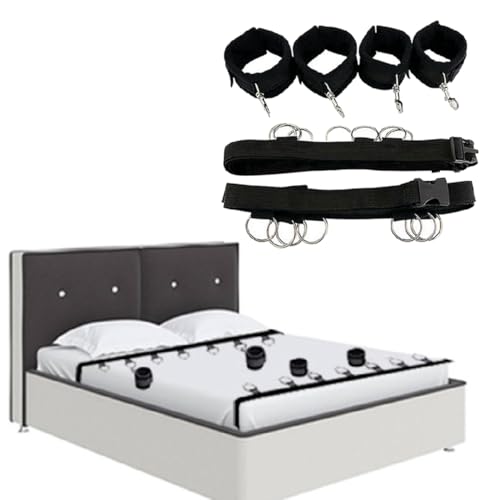 King Size Bed Restraints Belts for Wrists and Ankles Sex Sling Doggie Style for Adult Bondaged Rope Cord & Rope for Bedroom Kit Queen Sized Bed Sex Tie Down Under Mattress Queen Size Sweatshirt
