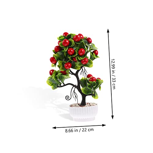 Yarnow Artificial Fruit Tree Green Office Decor Desk Trinkets Strawberries Plants Mini Potted Fruit Tree Mini Faux Fruit Tree Bonsai Potted Lemon Tree Faux Fruit Tree Decor Faux Bonsai #TOP2