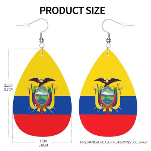 Ecuador Flag Teardrop Earrings For Women Ecuadorian Lightweight Leather Dangle Earrings Patriotic Jewelry Gifts by WENNGNGT - Used condition - Image 4