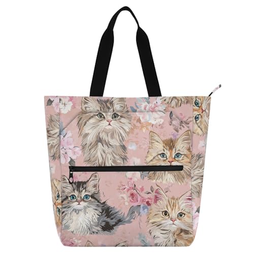Bolsa para libros infantiles de tela Oxford con diseño de gato para toda la familia