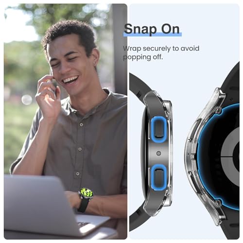 Image of VEMIGON Hard PC Case Compatible with Samsung Galaxy Watch 6 2023 Screen Protector Case 44mm, High Sensitive Protective Face Cover with Bumper Built-in Tempered Glass Film - (44mm Clear)