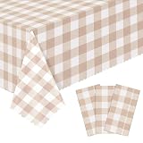 3Pack Light Khaki Gingham Tablecloths, Khaki and...