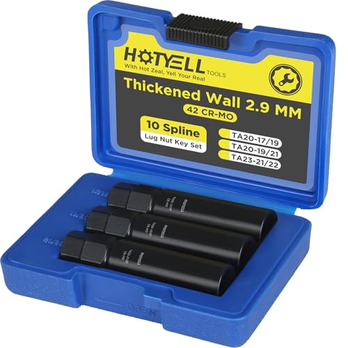 HOTYELL 10 Spline Lug Nut Key Thicker Wall 10-Spline Lug Nut Socket Set Break-Resistant Wheel Lugnut Removal Tool for Aftermarket Locking Lug Nuts Compatible with Bimecc Lug Nuts (3 Piece Set)