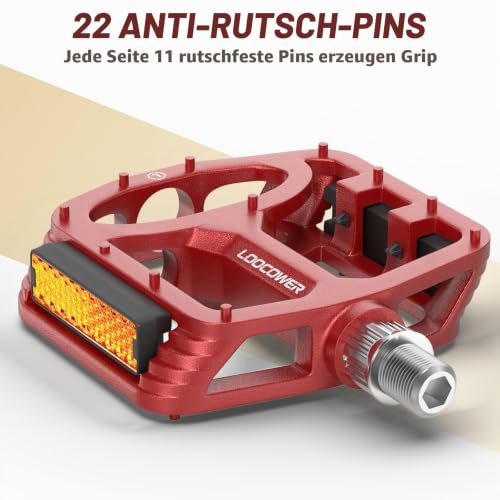 Fahrradpedale mit Reflektierenden Streifen, rutschfeste Mountainbike Fahrrad Pedale Aluminium Plattform 9/16'' Zoll Flachpedale für MTB… – Ansicht 4