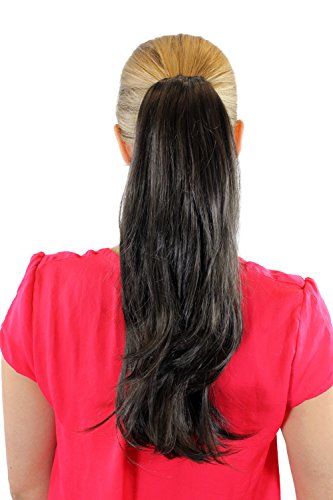 WIG ME UP - SPU-030-4 Ponytail Hairpiece extension long straight curving tips dark brown buttterfly claw grip 18inch