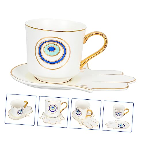 Abaodam 2 Conjuntos Restaurante Porcelana Árabe Convidados Bandeja De Chá Olhos Padrão De Mesa Servi