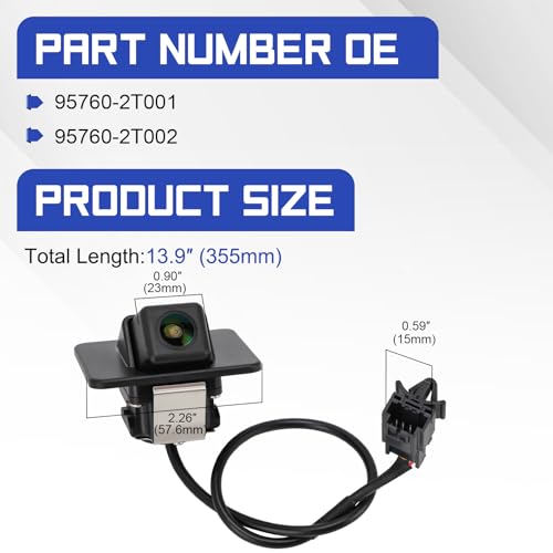 Image of 95760-2T101 Backup Camera Rear View Camera Compatible with 2011 2012 2013 Kia Optima, Park Assist Camera Replaces# 95760-2T001 95760-2T002