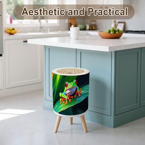 Caneca de basura plástica redonda 7L con tapa verde miniatura 3