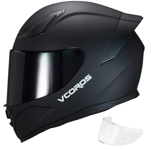 Integralhelm für Unisex Erwachsene WS-609 Motorradhelm mit Austauschbar Helmvisier ECE 22.06 Zertifiziert Vollvisierhelm Integralhelme für Motorrad Roller Rennen (Matt Schwarz-B, M (57-58cm))
