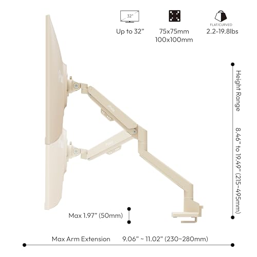 Image of Pixio PXC248WAVE Beige 24 inch 200Hz Refresh Rate FHD 1080p Resolution 1500R Curve Fast VA Panel 1ms GTG Response Time HDR Curved Gaming Monitor and PS1S Wave Blue Beige Monitor Arm