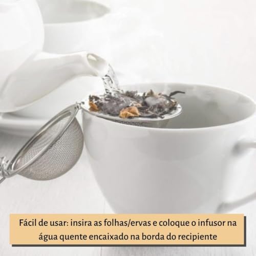 【Infusor e Difusor Chá】 Peneira Inox Com Cabo Reforçado palha de Aço inoxidável, Para Cozinha, infus