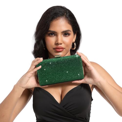 Image of Boutique De FGG Crystal Evening Bags for Women Formal Party Box Clutch Wedding Rhinestone Handbags Bridal Clutch Purse,Mini