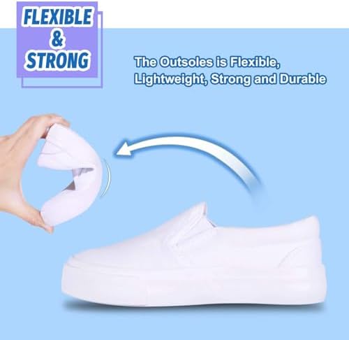 Harvest Land Toddler Slip-On Canvas Sneakers for Girls and Boys, Casual Kids Shoes - Lightweight, Breathable White Size US7 — view 3