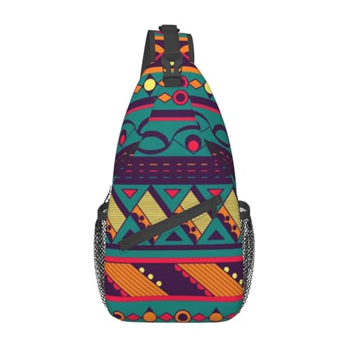 Sac à bandoulière décontracté noir avec motif géométrique ethnique homme et femme