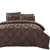 HotYou Colcha de diseño de Pliegue Cuadrado Patchwork Reversible Fundas de Almohada,Café,260x228cm(1*Quilt Cover + 2*Pillowcase)
