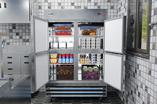 Image of KoolMore RIR-2D-SSHD Commercial Stainless-Steel Reach-in Refrigerator with Half Door Access for Restaurant, Cafe, and Cold Food Storage, Large 47 Cu. Ft. Capacity, Heavy Duty Kitchen Use, 4, Silver