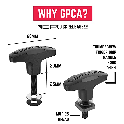 Image of GPCA Quick Release Hardtop Bolts GP Anchor PRO, Bronco & Wrangler JL | M8 25mm Thumbscrew, w /o Nut, Hardtop Removal for Ford Bronco & Jeep Wrangler JL, Cargo Tie Down (6PC, Black)