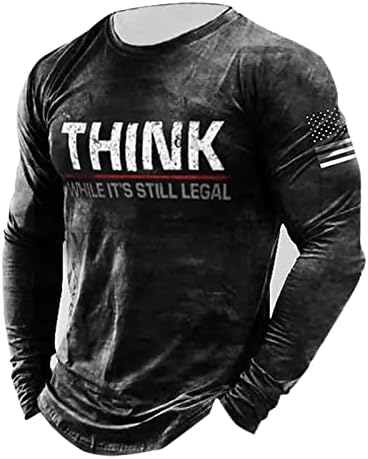Mens Retro Graphic T-Shirt American Flag Long Sleeve Outdoor Workout Gym Running Bodybuilding Tshirt July Forth Patriotic Tee(Black E,XX-Large)