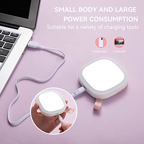 Lighted Compact Mirror, Rechargeable Travel Makeup Mirror With Led Light, Portable Pocket Mirror Handheld Mirror Purse Mirror For Women And Men, Wall Mounted Small Night Light (Pink) #TOP3
