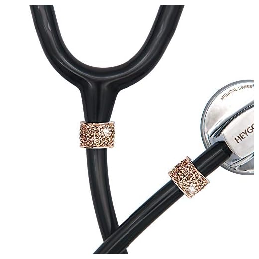 HEYGOO 2 Pack Bling Rose Gold Stethoscope Charms, Stethoscope Id Name Tag Sparkle Unique Accessories for Nurse Doctor