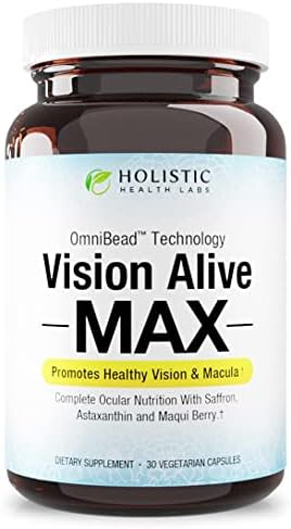 Vision Alive Max with 8 Natural Ingredients Lutemax® 2020, Bilberries, Blueberries, c3g from Black Currant, Maqui Berry, Saffron, and Astaxanthin (30 Count (Pack of 1))