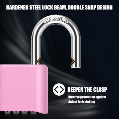 Image of Diyife Outdoor Combination Padlock, Hidden Password Design & Weatherproof High Security for Sheds, Fence, Locker, Home, School, Garage, Garden, Gate Hasps, Pink