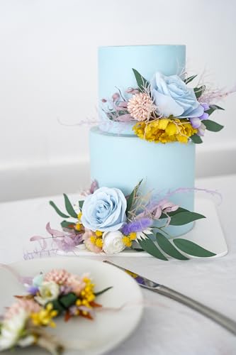 Set de Dos Adornos de Pastel de Boda con Flores Artificiales miniatura 2