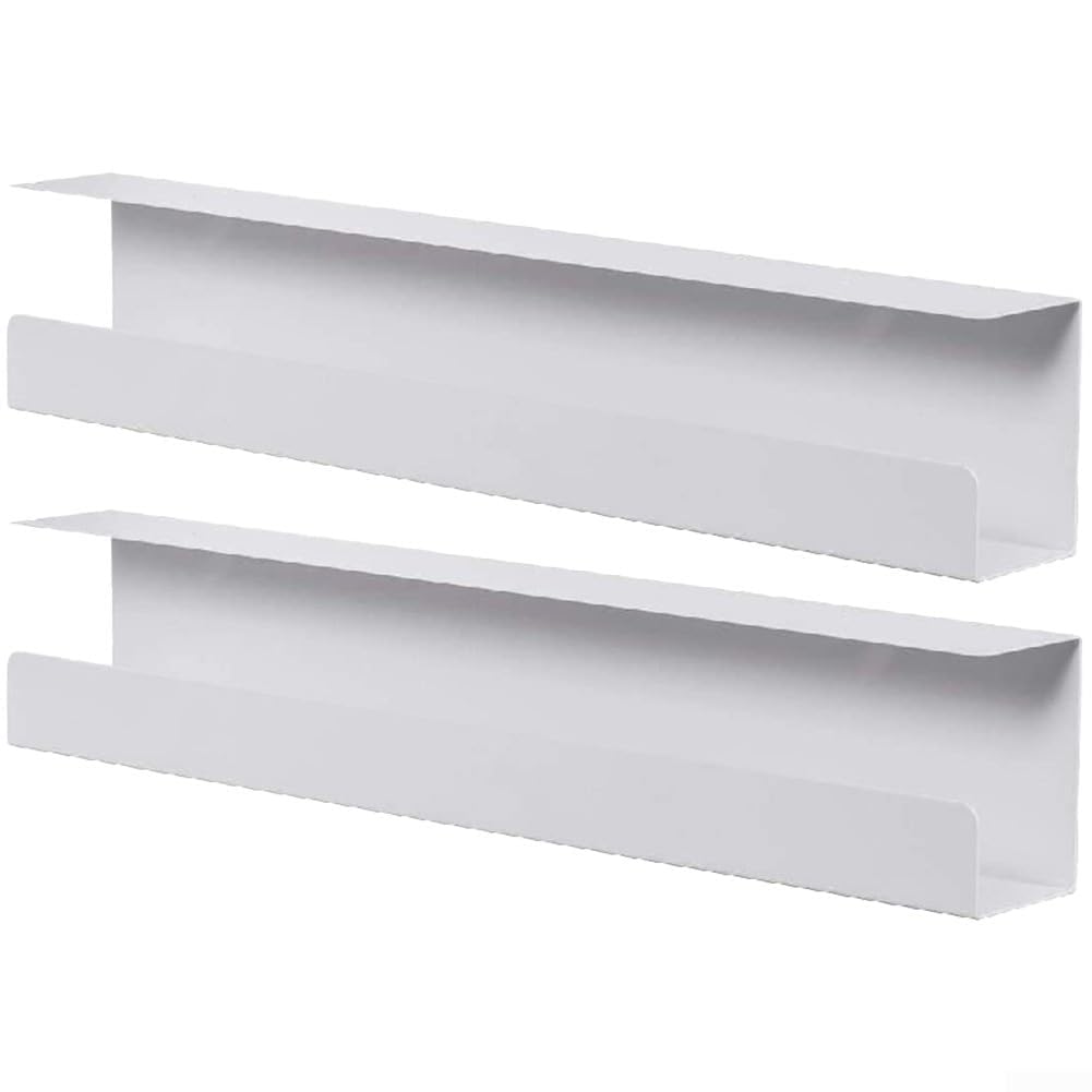 Drahtmanagement-Tablett für den Schreibtisch, 43,2 cm, Metalllösung für Kabelaufgeräumung, 2 Stück, für Zuhause oder Büro (weiß)