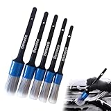 homfanseec 5pcs Different Size Car Detailing Brushes, Soft Non-Scratch Car Interior Cleaning Brushes for Cleaning Wheels, Interior, Exterior, Skylight, Leather, Air Vents, Emblems(Black+Blue)