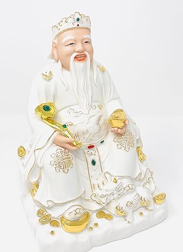 Estatuas de Buda de cerámica blanca Than Tai Ong Dia de 9 pulgadas miniatura 2