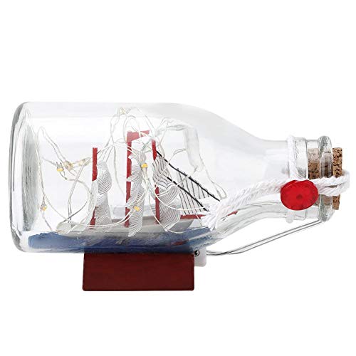 Drifting Bottle Shaped Night Light, Mini Sailing Boat Drift Cork Glass Bottle Table Room Decor(warm)