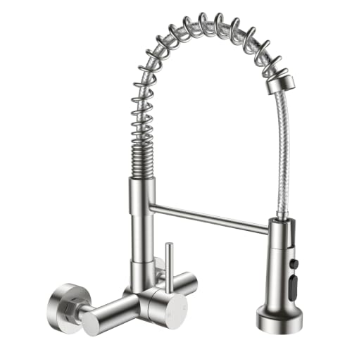 FORIOUS Grifo de Cocina de Pared 15 cm con Ducha Extensible, 3 Funciones