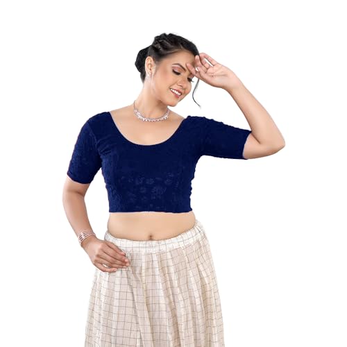 Image of Stay On Trend: Fashion Readymade Blouses for Women,Round Neckline Terry Jacquard Fabric.