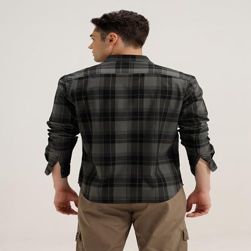 Image of BASICS 100% Cotton Checked Shirt for Men | Slim Fit | Everyday Smart Casual Wear | Full Sleeve