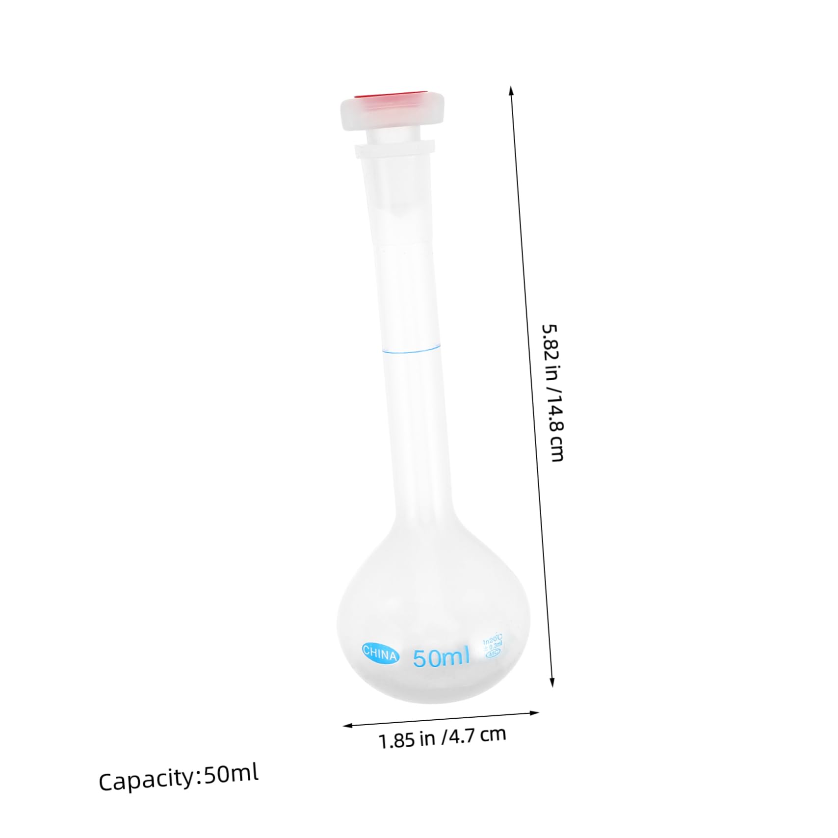 HEMOTON 50ml High Neck Measuring Flask Laboratory Grade Beakers Set Chemistry Volumetric Flask