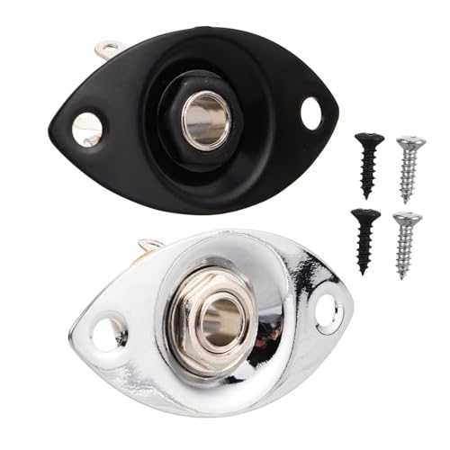 VANZACK Conector de Salida Empotrado para Guitarra Eléctrica 2 Piezas Placa Ovalada de 6,35 Mm...