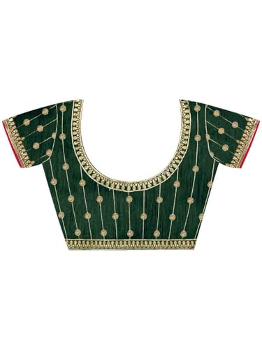 Image of AKHILAM Women's Pink Satin Silk Embroidered Saree with Unstitched Blouse Piece (SANCHI3001 SUM Parent)