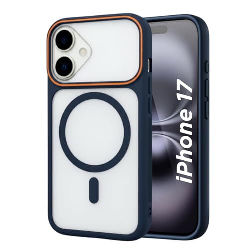 Image of AIBEX Magnetic Compatible Shockproof Case for iPhone 17 - Slim Protective Back Cover with Camera Lens Protection, Strong Magnetic Support, Anti-Slip Grip, Military Grade Drop Protection (Blue)