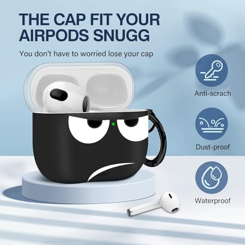 Image of for Airpods 3 Case 2021, Don't Touch Me for Airpods Cover with Keychain /Lanyard Soft Cute Shockproof Cover for Women Men Compatible with for Airpods 3 Charging Case (A-Black)