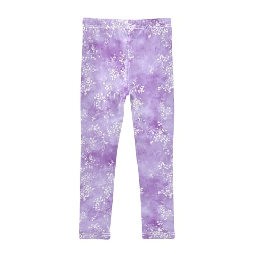 Light Purple Tie Dye Dots Girls Leggings Kids Yoga Pants Dance Active Tights 4T2