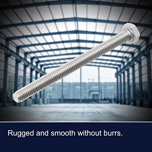 Image of M6 x 80mm Hex Head Bolts Screws Grade 5.8 Stainless Steel, Fasteners Fully Machine Threaded SUS304 10 Pcs
