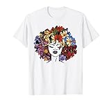 Black History T Shrits for Women Afro Flower Hair Juneteenth T-Shirt