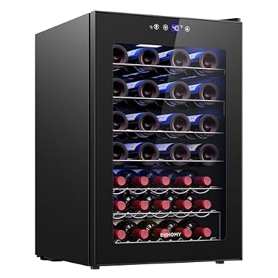EUHOMY 45 bottle Wine Cooler Refrigerator, Wine Fridge Glass Door, Black