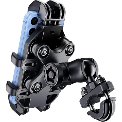 Image of ZORBES Motorcycle Phone Mount Holder with Dual Vibration Dampener Metal Extension Clamp 150mph Anti Shock Secure Handlebar Phone Holder for Motorcycle and Bicycle Riding