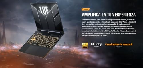 Asus TUF Gaming F16, Notebook con Monitor 16" FHD AG, 165Hz, Intel Core 13esima Gen i7-13650HX, RAM 16GB DDR5, SSD M2 512GB,NVIDIA GeForce RTX 4050 6GB, Win 11 Pro,Tastiera RGB - Notebook - Immagine 3