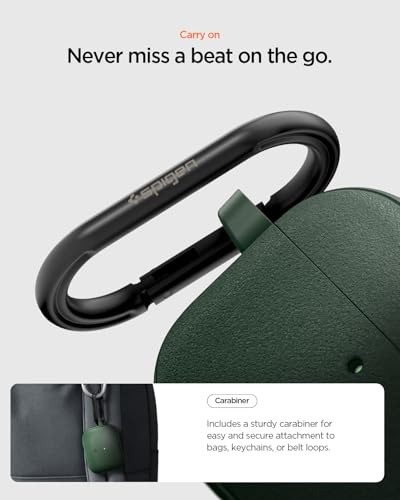 Image of Spigen for AirPods Pro 3 Case, Carabiner Included, Shock-Proof, Light & Compact Cover, (Spigen Vault) - Midnight Green