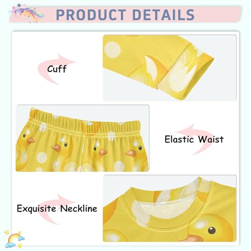 Pajama Sets Long Sleeve Yellow Rubber Ducks Pattern Soft Comfy Sleepwear 2 Piece PJS 3-8T4