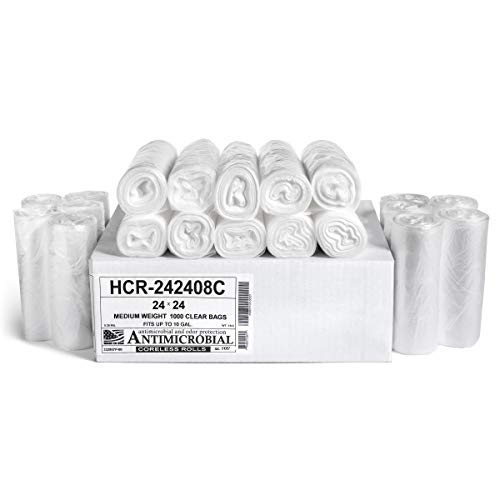 Aluf Plastics 7-10 Gal Clear Trash Bags, 8 Micron (EQ.), 24" x 24" (1000 Pk)