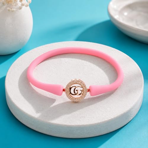 Image of Sterling Silver 925 Wrestband Bracelet for Women, Rose Gold, Rhodium Polished, Crystal Charm, Everyday Wear